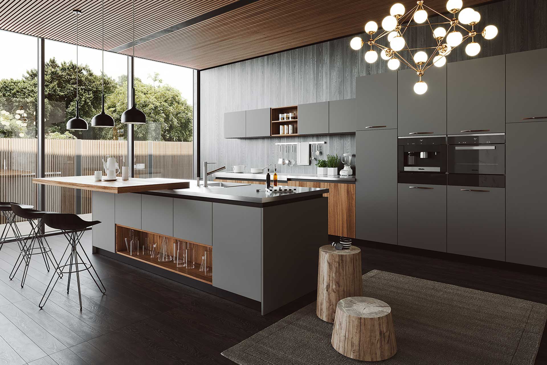 que iluminacion debe tener la cocina Cocina noderna en tonos oscuros. Alaia Home reforma cocina o baño en Bilbao, Vitoria o San Sebastian